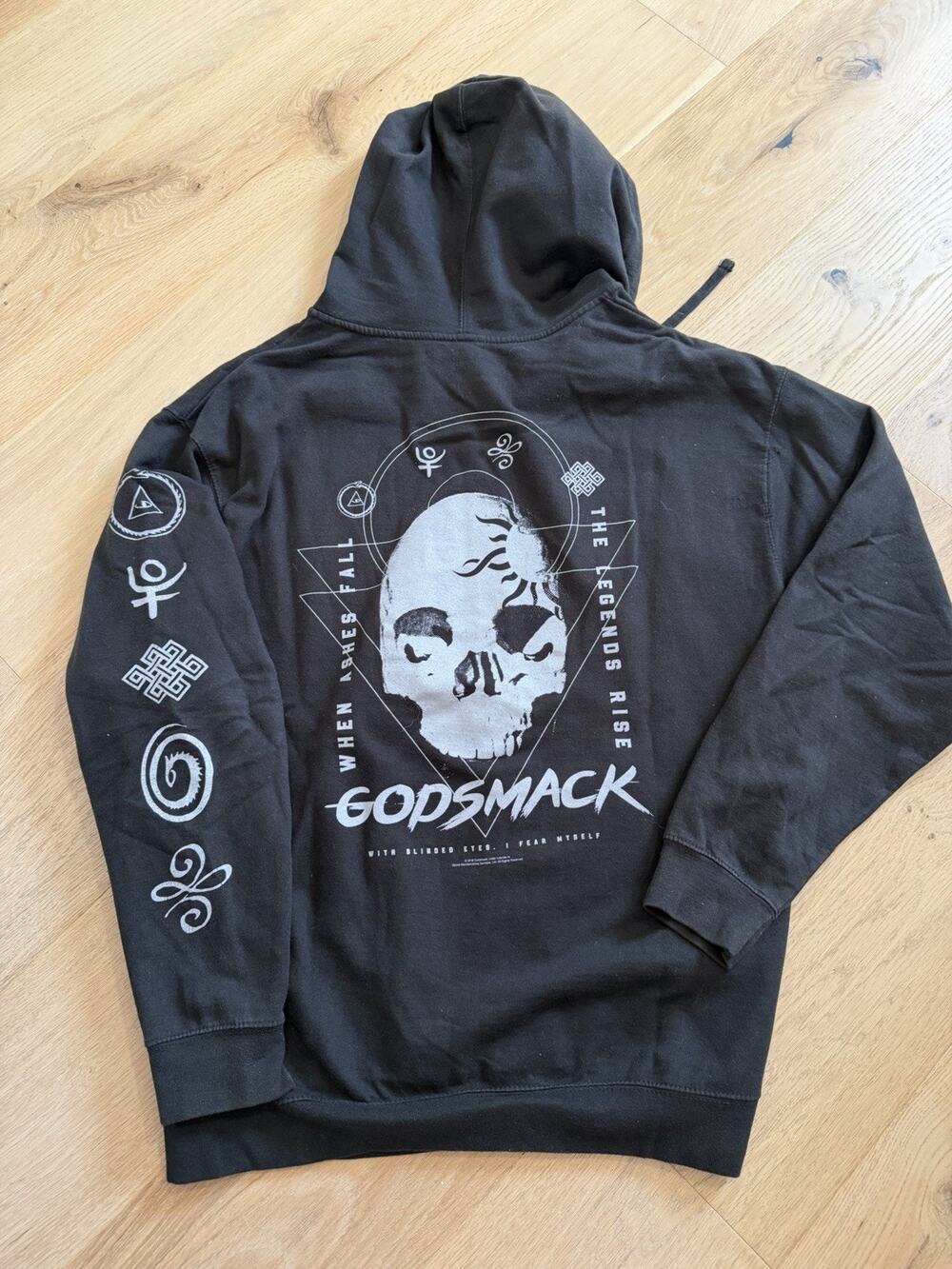 Godsmack Hoodie XL Black Full Zip Logo Sleeve Hits Legends Rise Tour 2018 Band